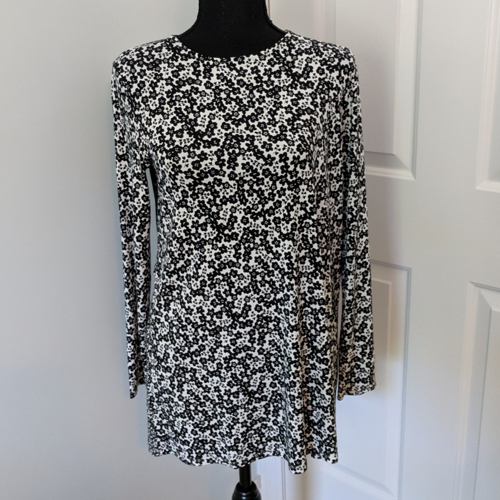 NWT J Jill small black white long sleeve shirt